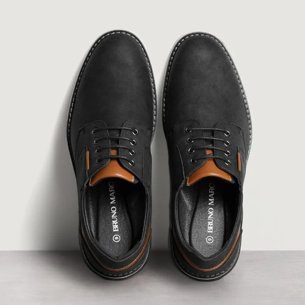 Casual Dress Oxford Shoes Men's Black-Waxy Business Formal Comfort Derby Sneaker